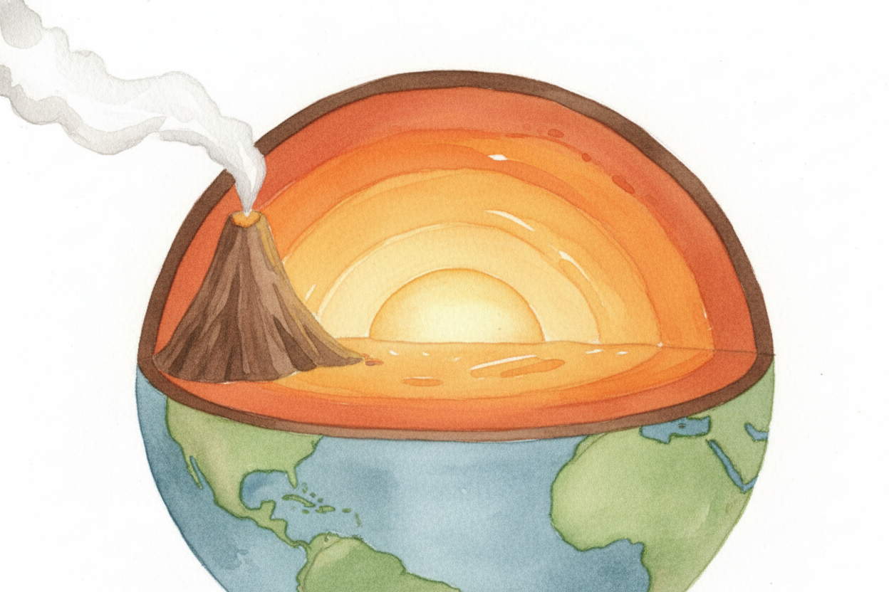 Deep under your feet, the Earth isn't solid rock all the way down. Beneath the crust we walk on, there's a thick layer o