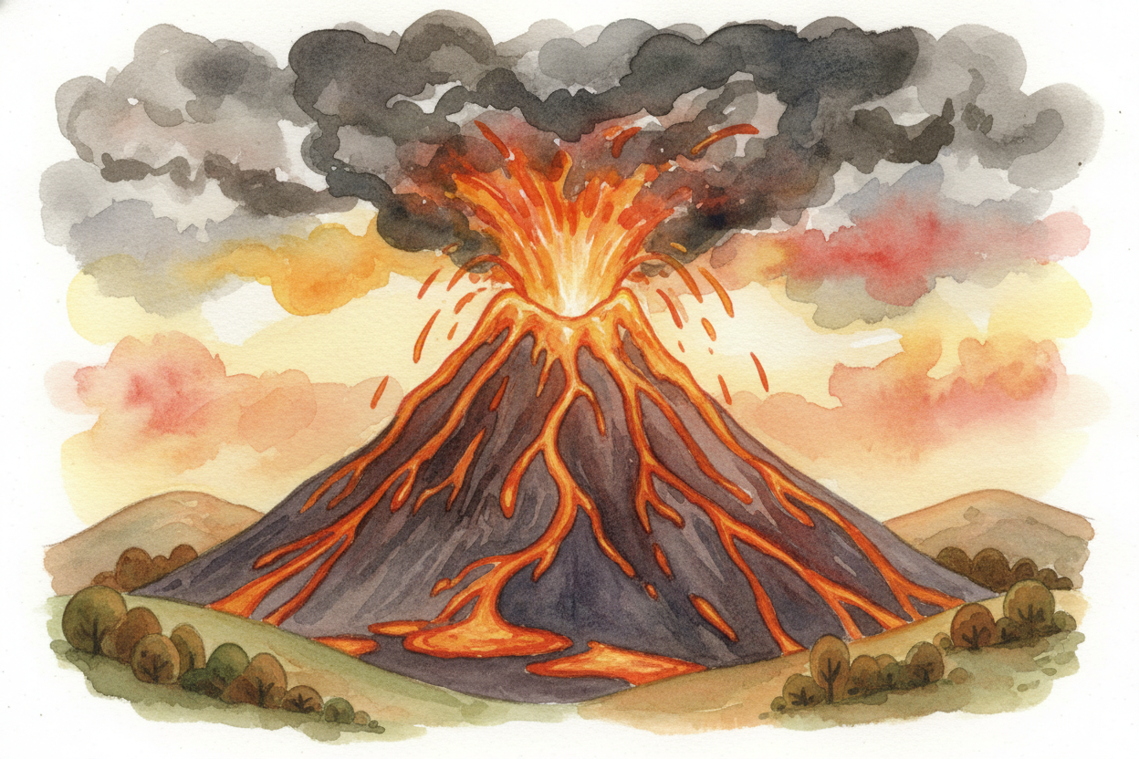 When the pressure gets too high, the magma breaks through. ~~It erupts.~~ The moment it reaches the surface, we stop cal