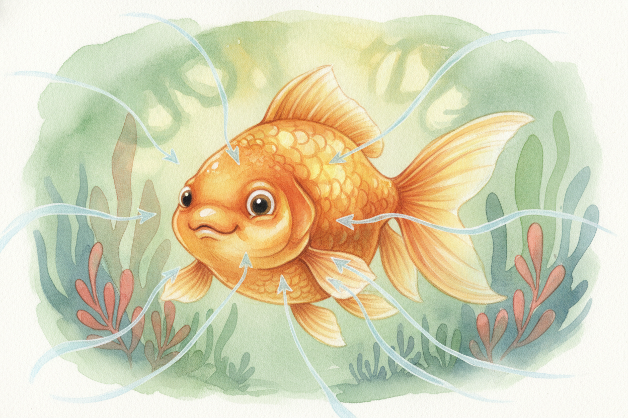 Now swim over to a freshwater fish, like a goldfish in a pond. For it, ~~the whole story flips~~. The pond water is **LE