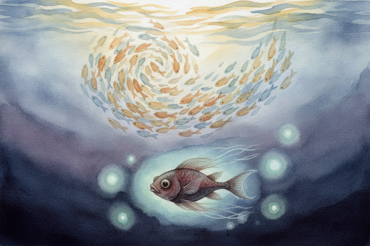~~There's one more twist.~~ Baby fish sometimes swim nonstop for their first days of life, **skipping sleep entirely** u