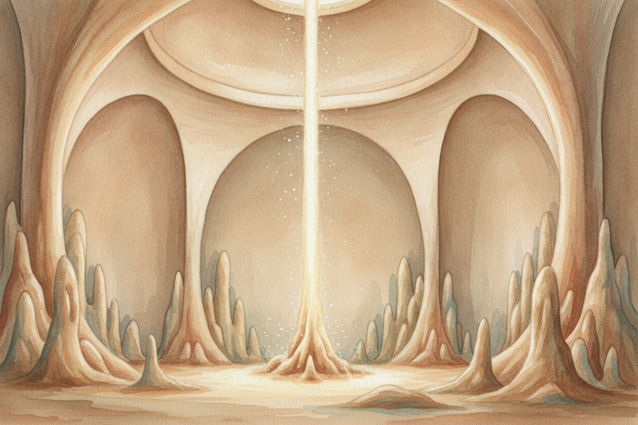 Deep underground, in the dark and the quiet, there are rooms no one built. Cathedrals of stone with ceilings that drip a