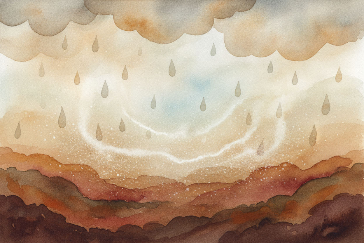 It starts in the sky, with rain. As raindrops fall, they pass through the air and sink into the soil, and along the way 