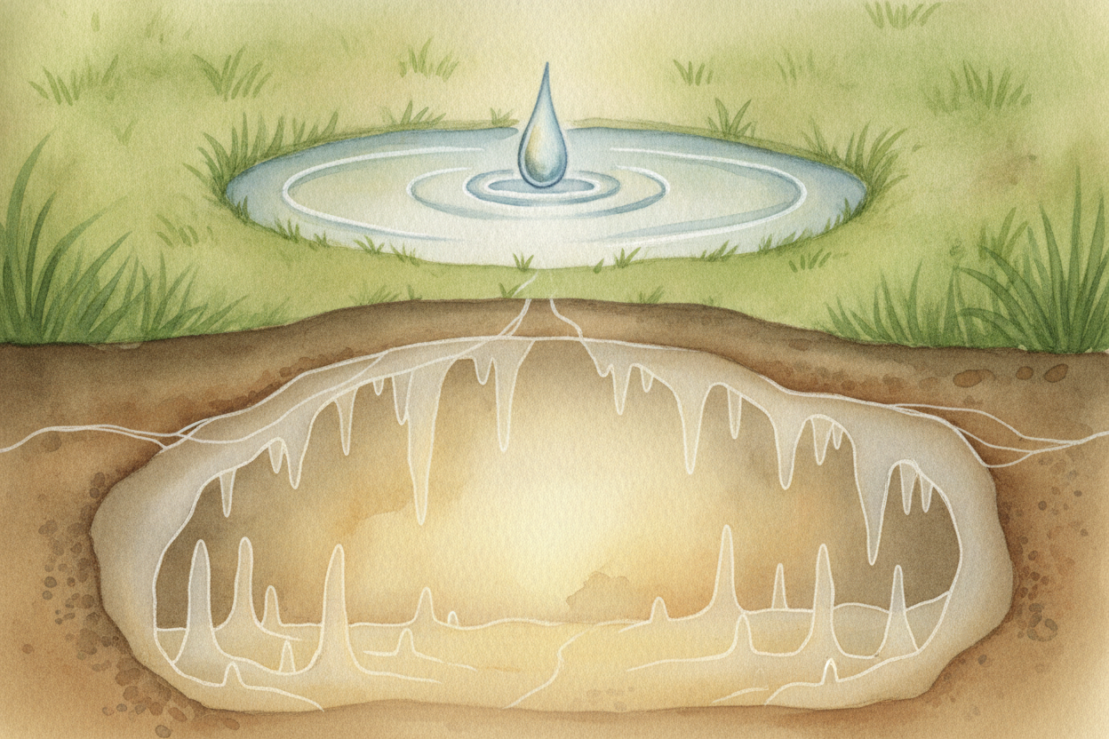 ~~So the next time~~ rain taps your window, remember where some of it is headed. Down through the soil, into the cracks,