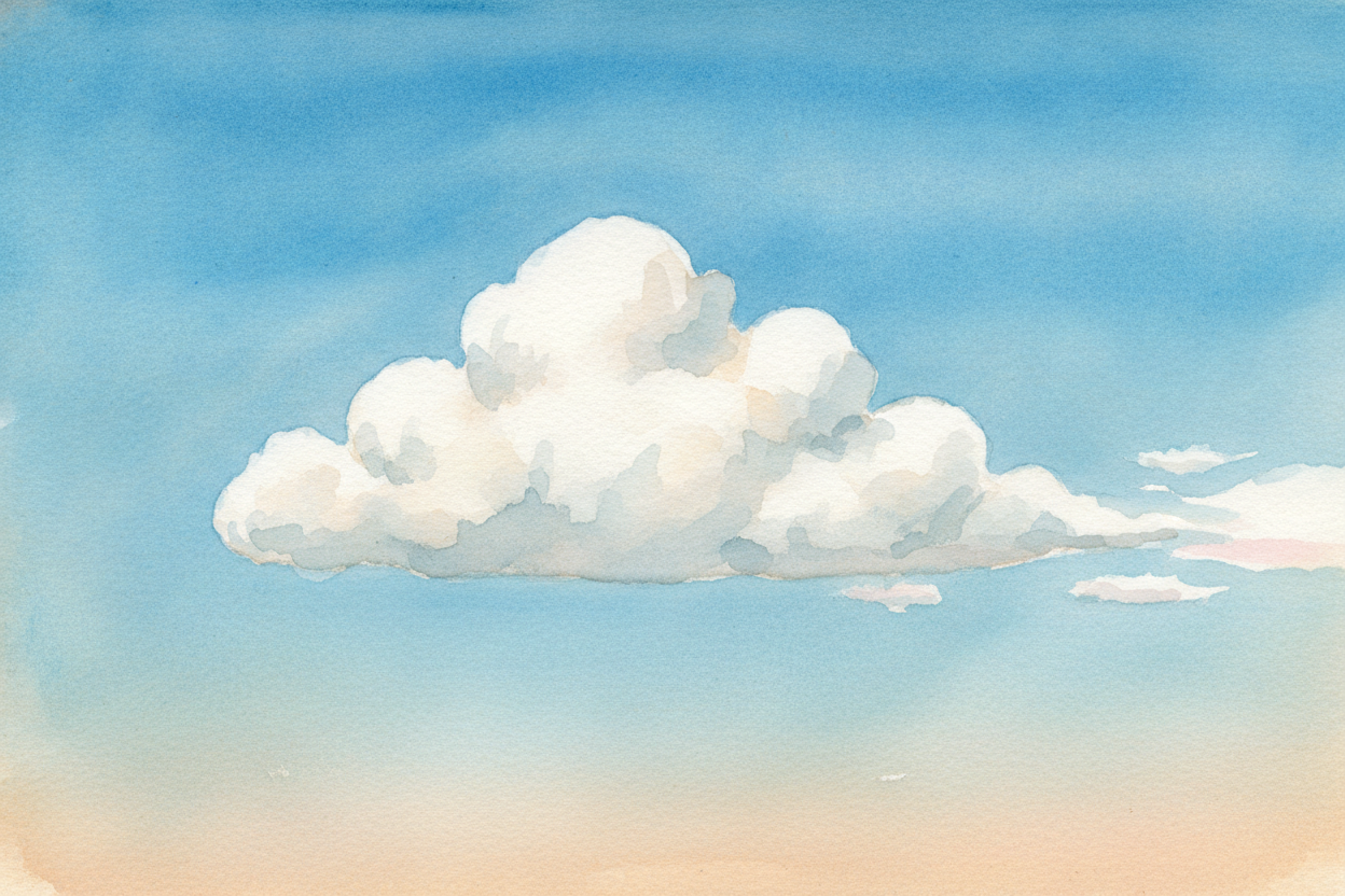Look up. A cloud drifts by like a slow, lazy whale made of cotton — except it's not cotton at all. It's mostly water, an