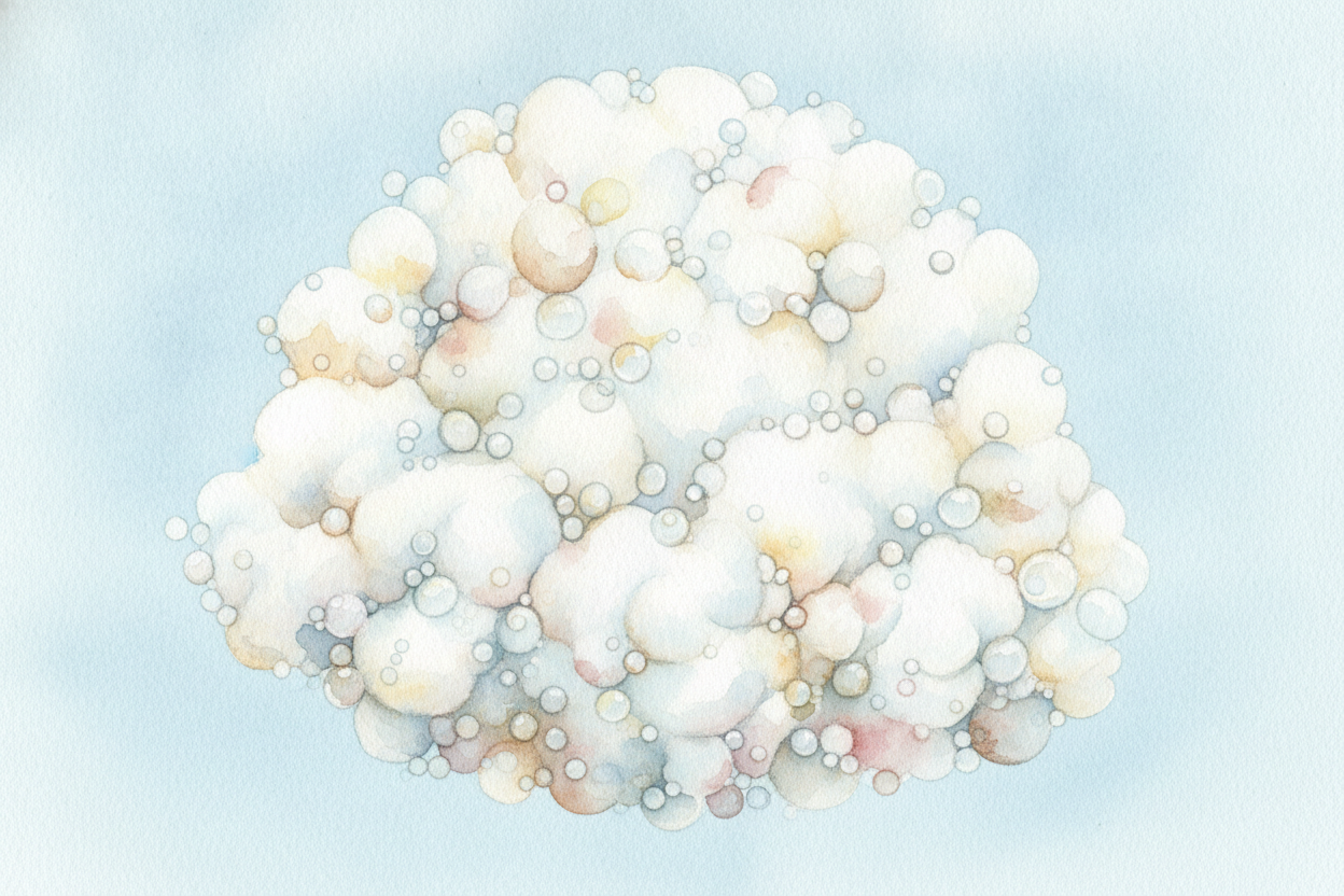 **One droplet is invisible**. ~~But billions of them~~, crowded together up high, are what we call a cloud. So a cloud i