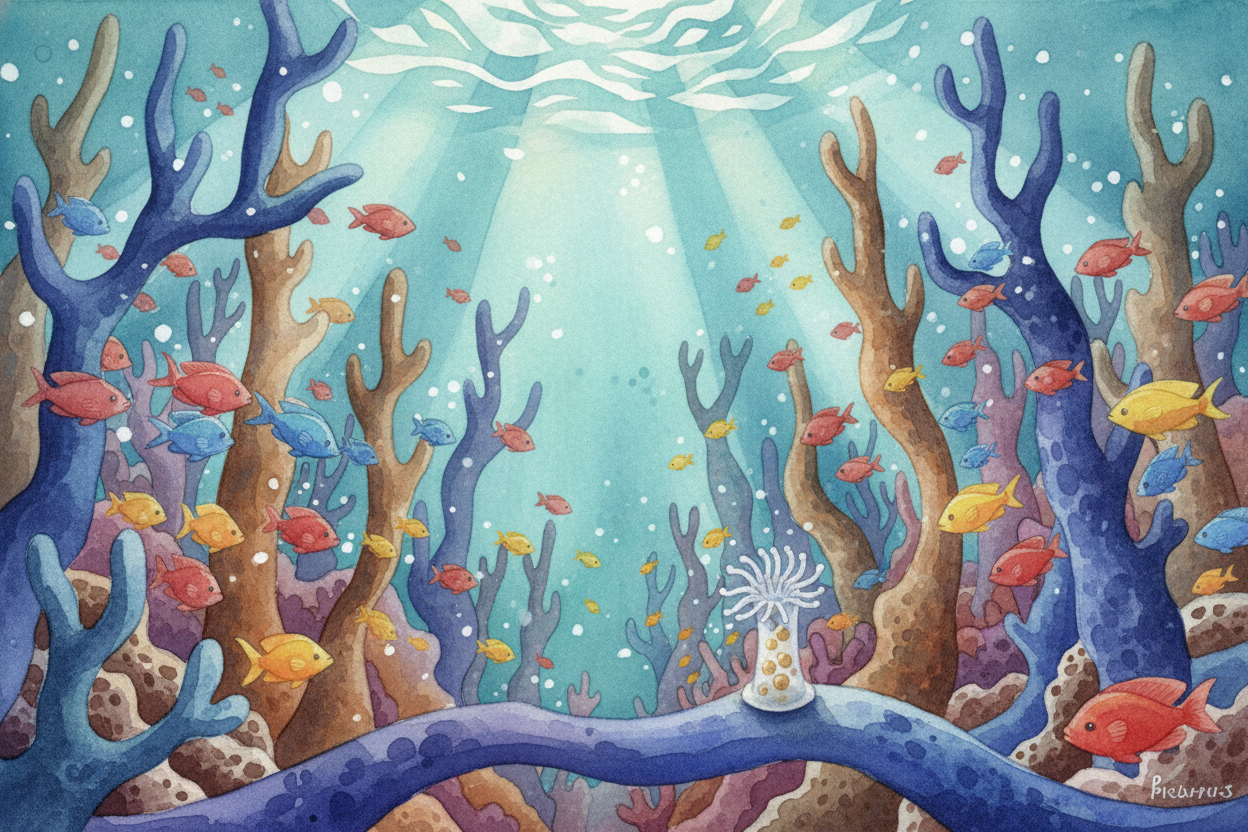 Picture a city made entirely of stone, built by **creatures smaller than your fingernail**. That's a coral reef — the oc