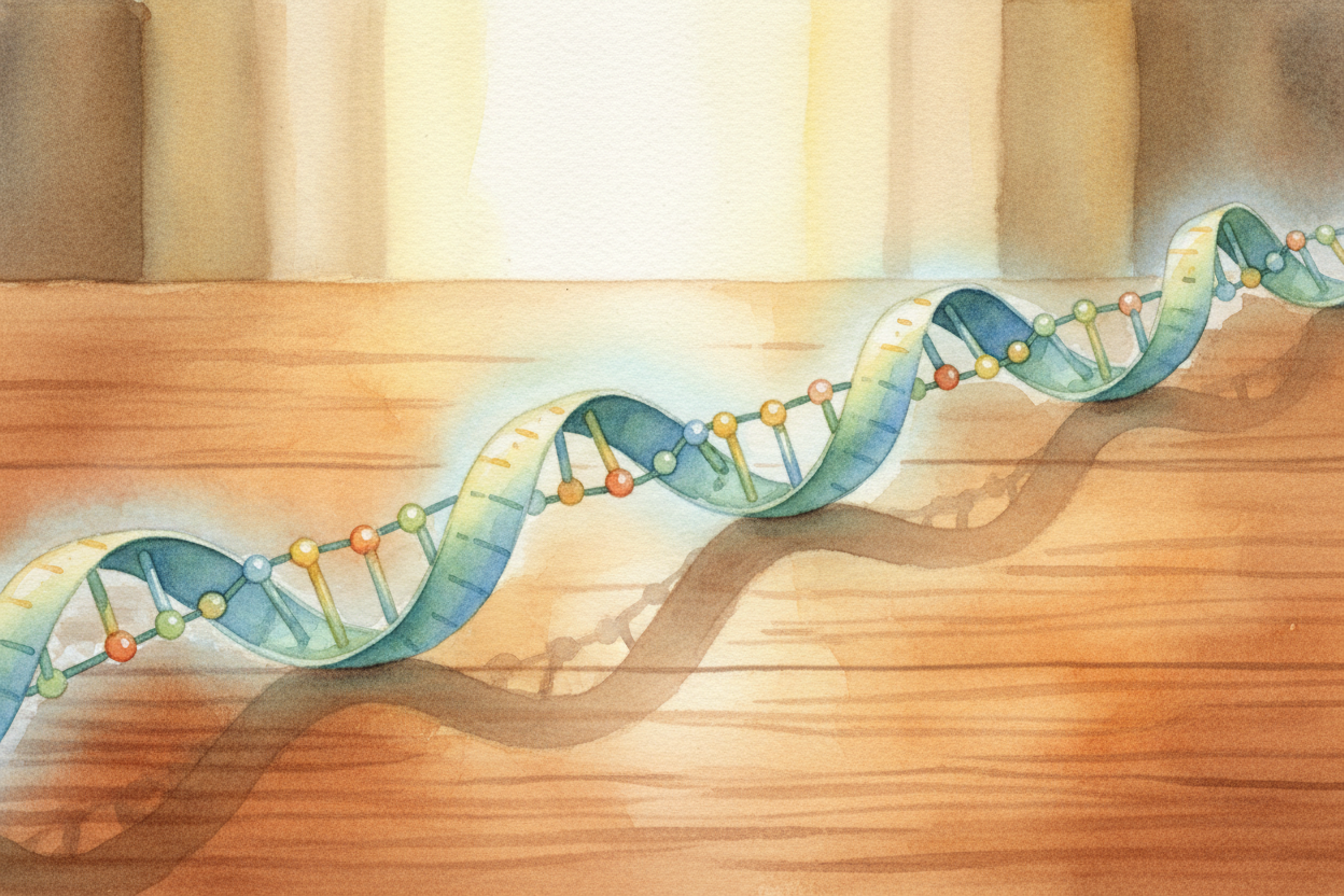 This booklet is written in something called ++DNA++. Think of DNA as a **very long recipe for building a person** — and 