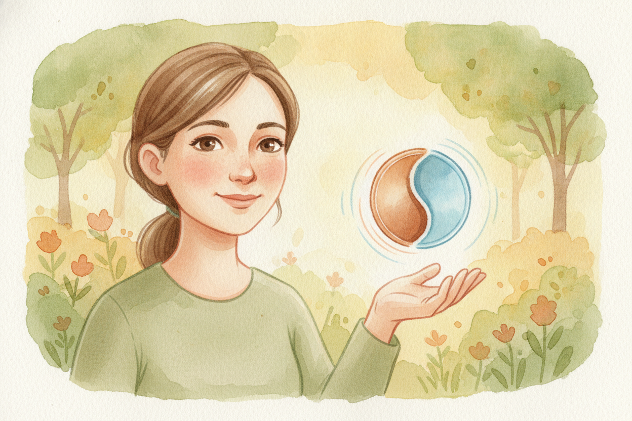 ~~So picture~~ a parent with one brown instruction and one blue instruction. Their eyes look brown, because **brown shou