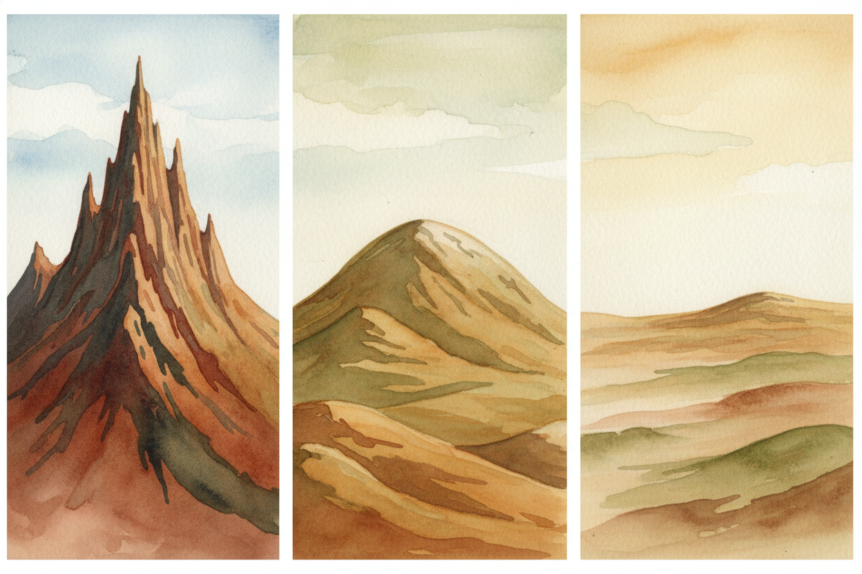 So mountains aren't permanent sculptures. They're **temporary wrinkles** in Earth's crust, caught between the planet's r