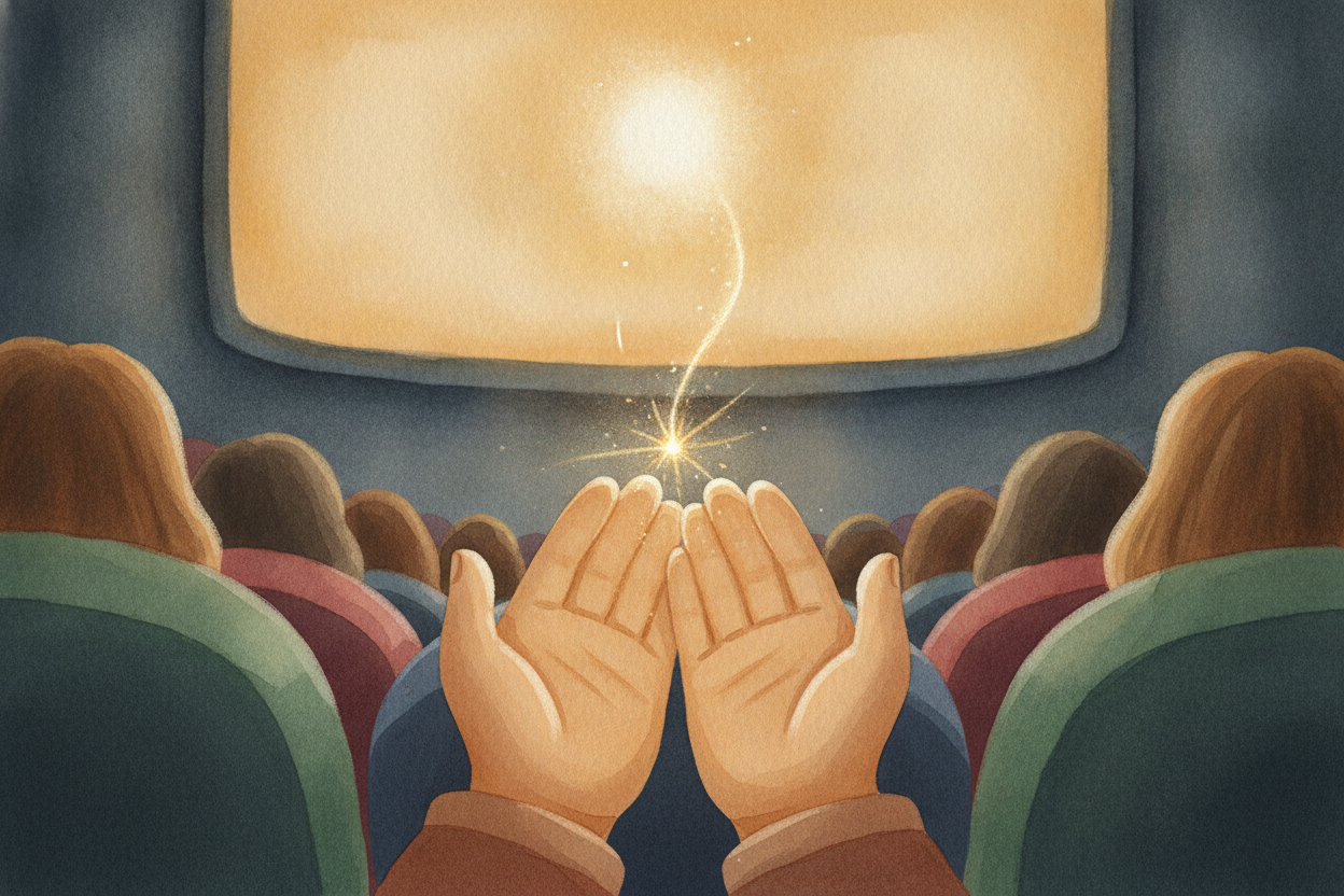 ~~And here's the loveliest part.~~ Somewhere in that audience, the movie does the very thing it started as — it sparks a