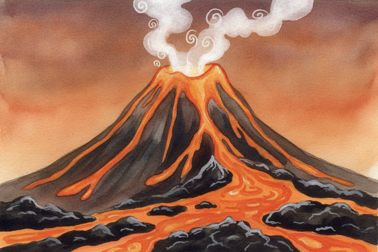 Our story starts deep underground, where it's so hot that rock turns into thick, glowing liquid called ++magma++. When m