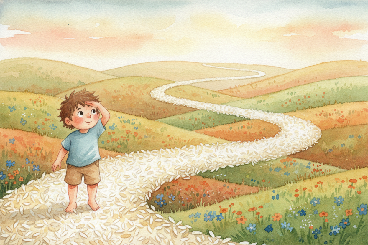 Start with something you can picture. Imagine you have **a million grains of rice**. If you lined them up end-to-end, th