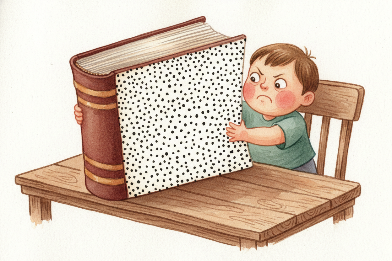 ~~Want to see a million?~~ Picture a book with **a million dots** printed inside, one per page. That book would be about