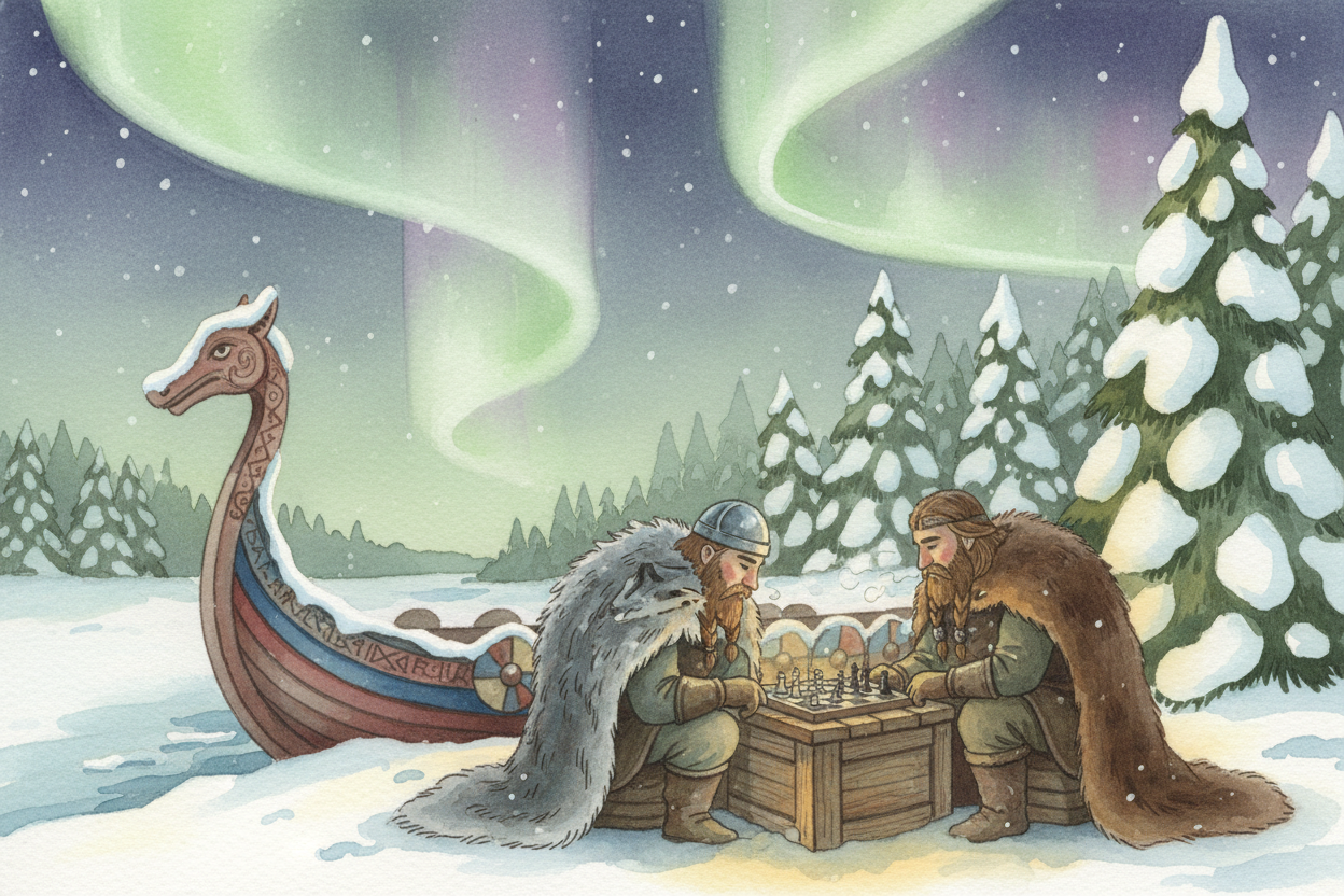 ~~By the year 1000~~, the game had hopped the Mediterranean. ++Moorish++ invaders brought chess to Spain. ++Vikings++ tr