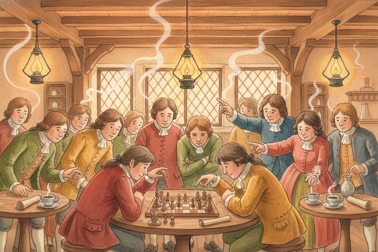 ~~Printing presses changed everything.~~ By the 1500s, chess books were everywhere — strategies, puzzles, famous games. 