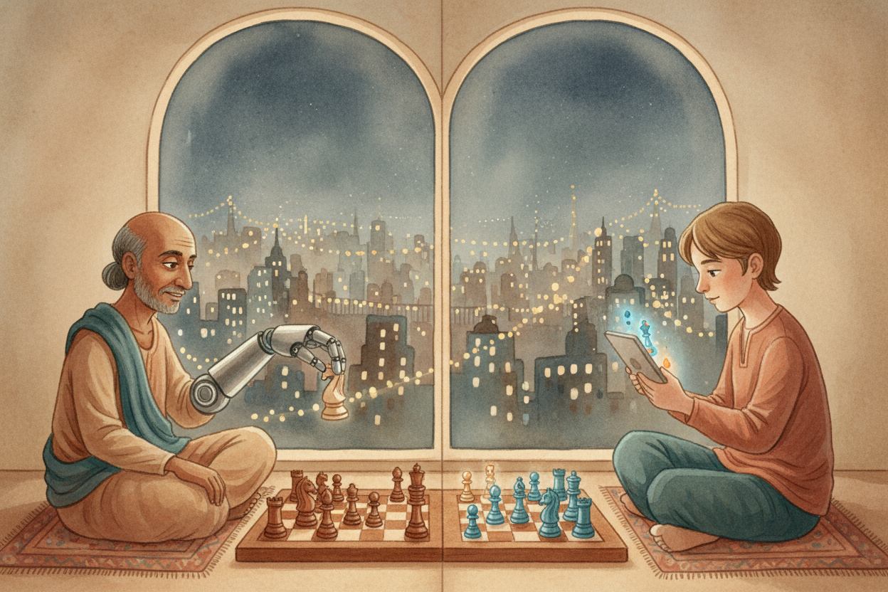 Then came computers. In 1997, a machine named ++Deep Blue++ beat the reigning world champion. People thought chess might