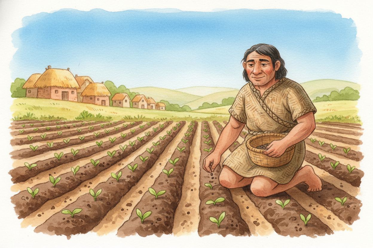 ~~Around 10,000 years ago~~, people made a huge discovery: **if you plant seeds and water them, food grows in the same s