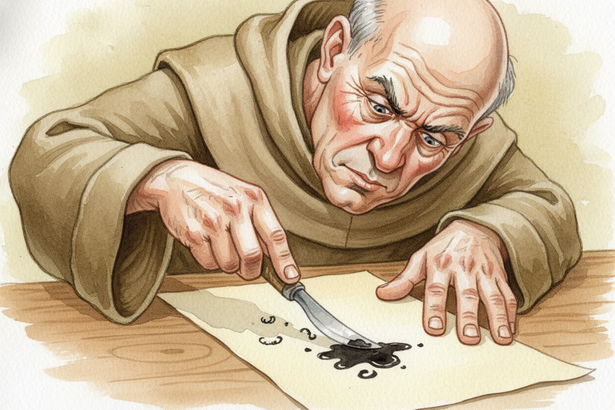 One wrong letter meant scraping the ink off with a knife before it dried, or crossing it out and squeezing the correctio