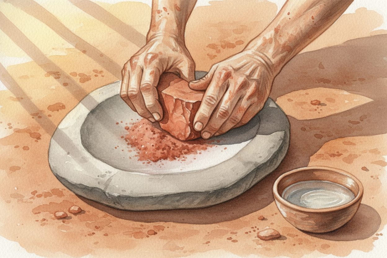 The first paints came **from the earth itself**. People discovered that certain rocks and dirt *weren't just brown*—they