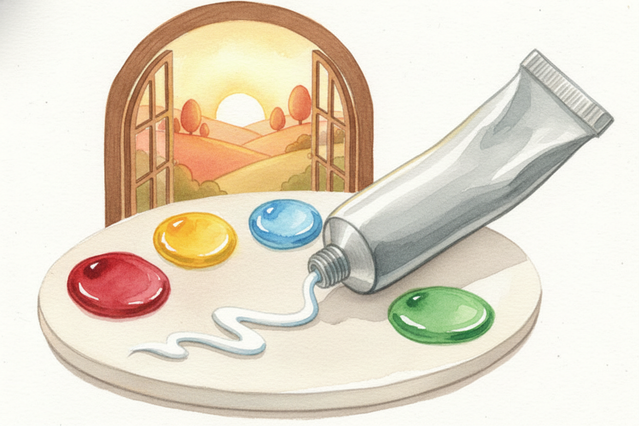 ~~Today we twist open a tube~~ and **paint pours out, ready to use**. But inside that tube is the same basic recipe: *pi