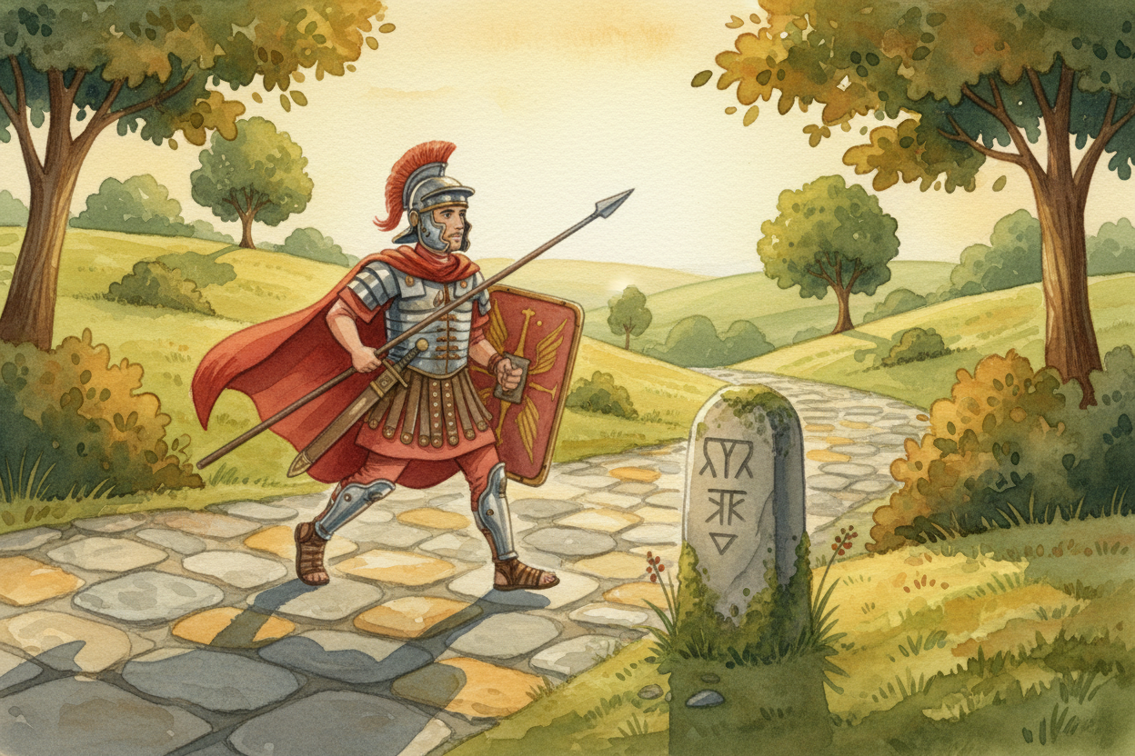 For big distances, measuring got creative. ++Romans++ measured roads in "miles" — **mille passus, a thousand paces**. A 