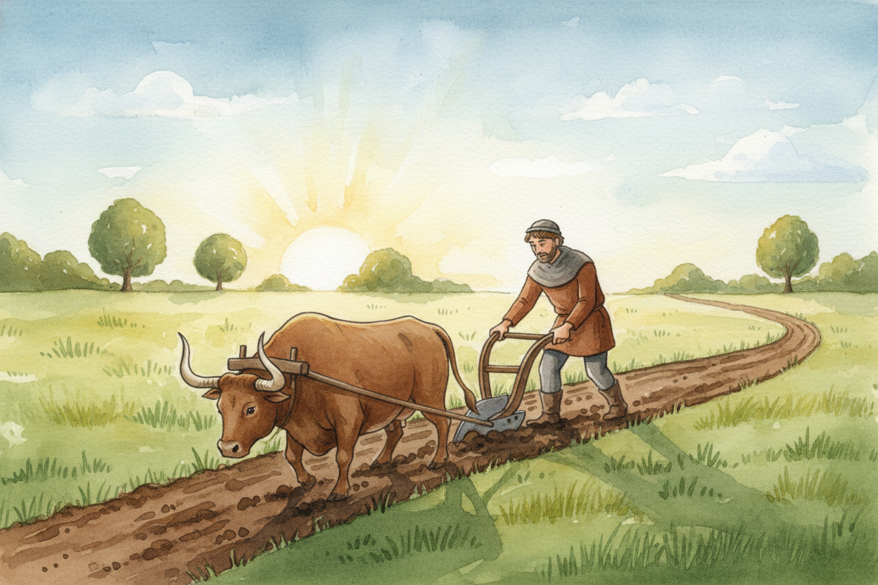 Farmers measured land by how much work it took. An "++acre++" was the amount of field **one man with one ox could plow i