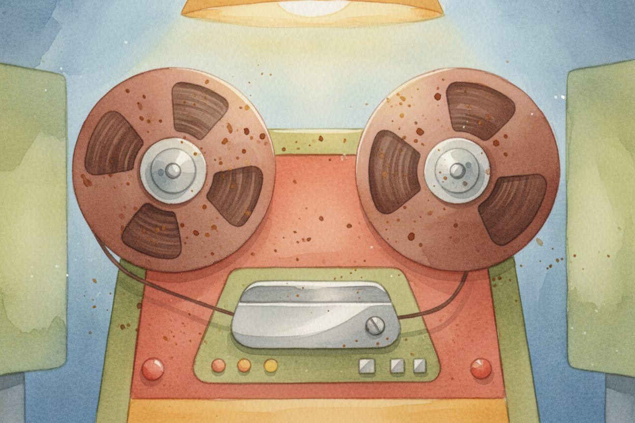 Then in the 1940s came ++magnetic tape++. Instead of carving grooves, you could store sound as **invisible magnetic patt