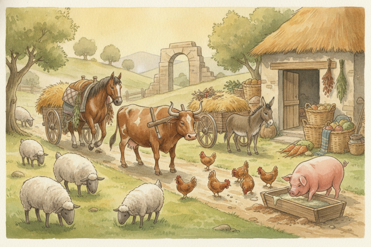 ~~We didn't tame just one animal~~ — we tamed **a whole crew**, each for a job. Sheep and goats for wool, milk, and meat