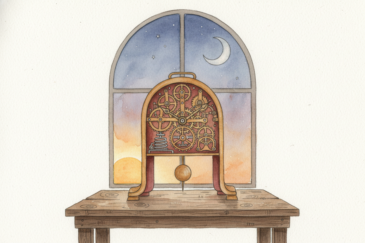 Then, around 700 years ago, mechanical clocks with gears and weights appeared in Europe. ~~Suddenly you could know the e