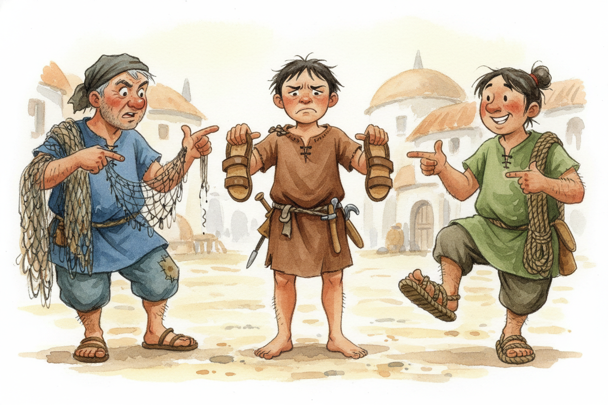But ++barter++ had one giant headache: the problem of wants. Imagine you make sandals and you're hungry for fish. You fi