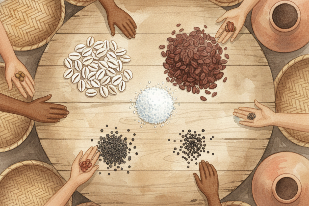 So communities started choosing certain special items that everyone agreed were valuable — things that kept well, were e
