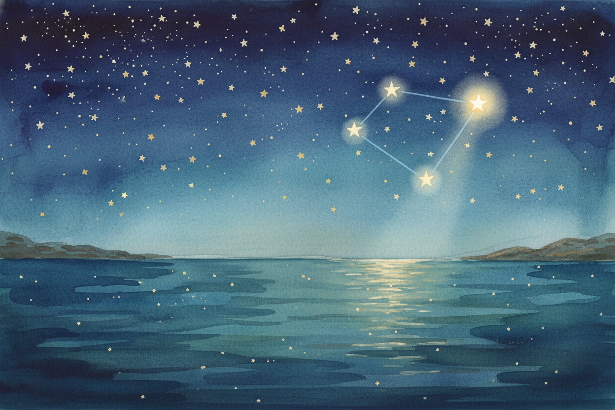 At night, the stars took over. In the Northern Hemisphere, there's one star that barely moves: ++Polaris++, ++the North 