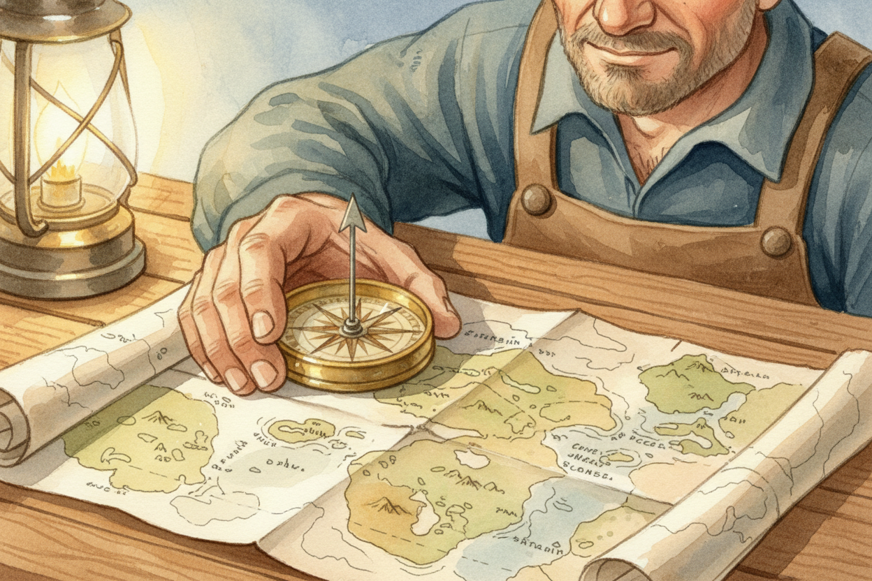 Eventually, someone invented the ++compass++—a magnetized needle that always points north, **no matter where you are**. 