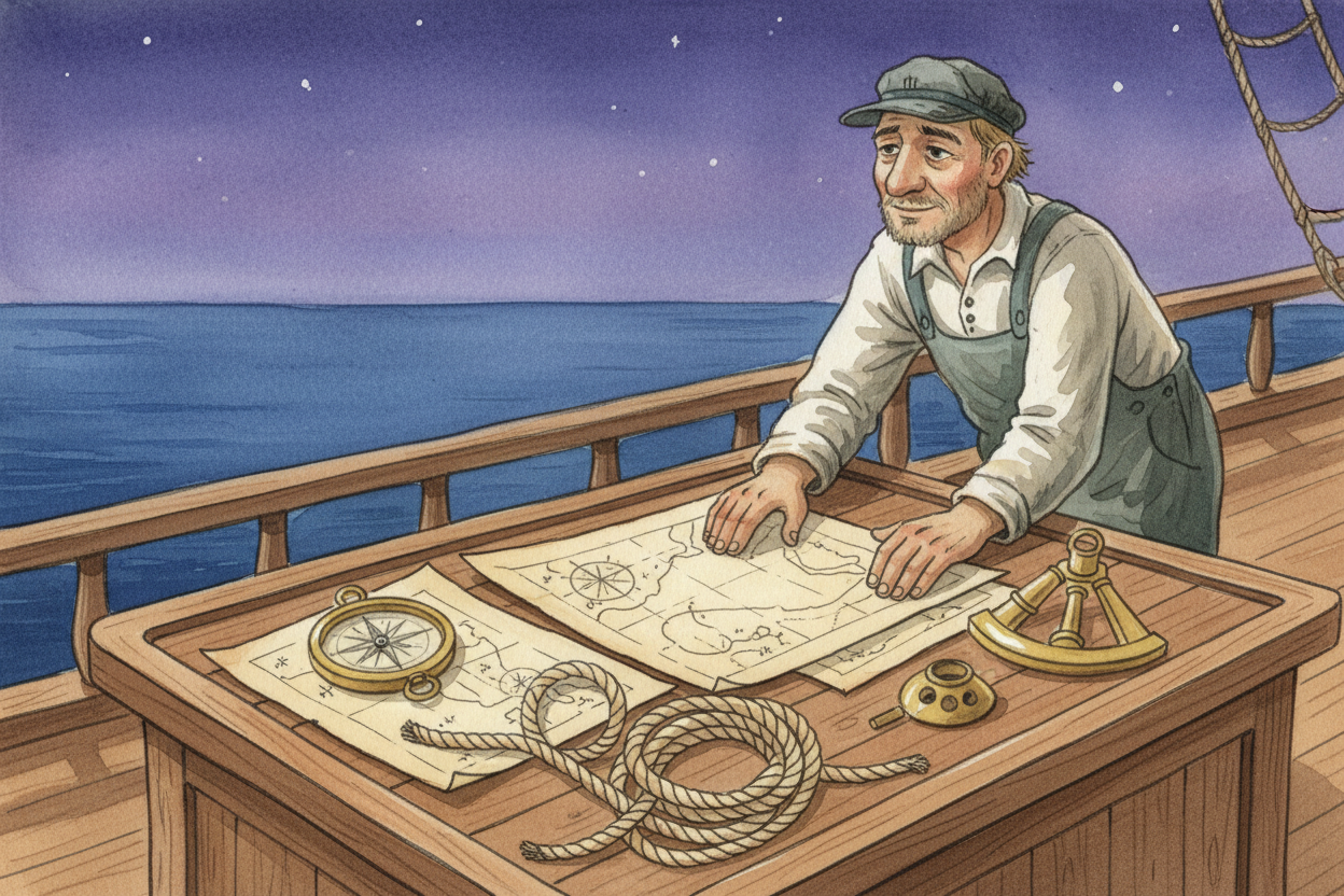 ~~Put it all together:~~ stars and sun for direction, sextant for latitude, knotted rope for speed, compass for cloudy d