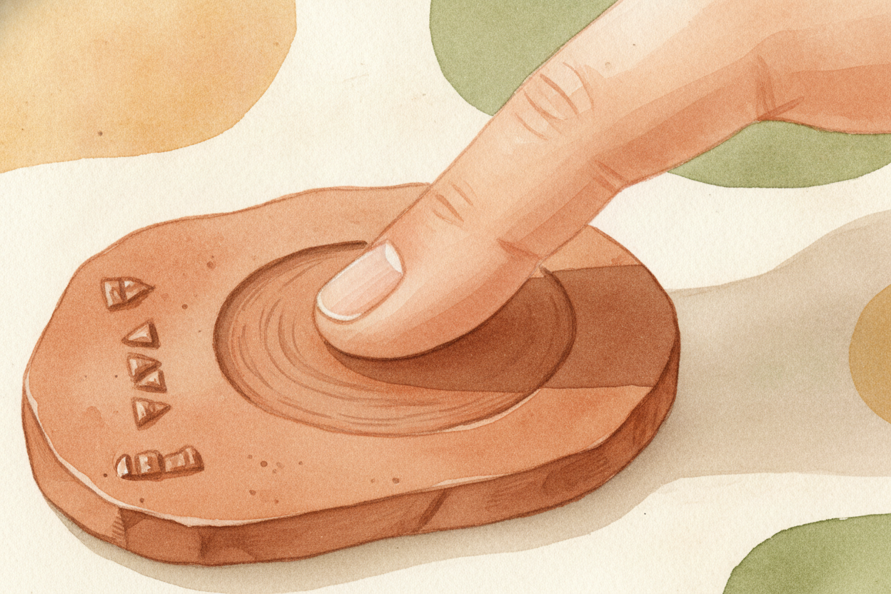 ~~실수를 했다면요?~~ **문제없어요.** 점토가 아직 부드러울 때, 서기관은 엄지손가락으로 표면을 납작하게 문질러 다시 시작할 수 있었어요. **세상 최초의 삭제 버튼이었던 셈이지요.** 그 점토판이 더 이상 필
