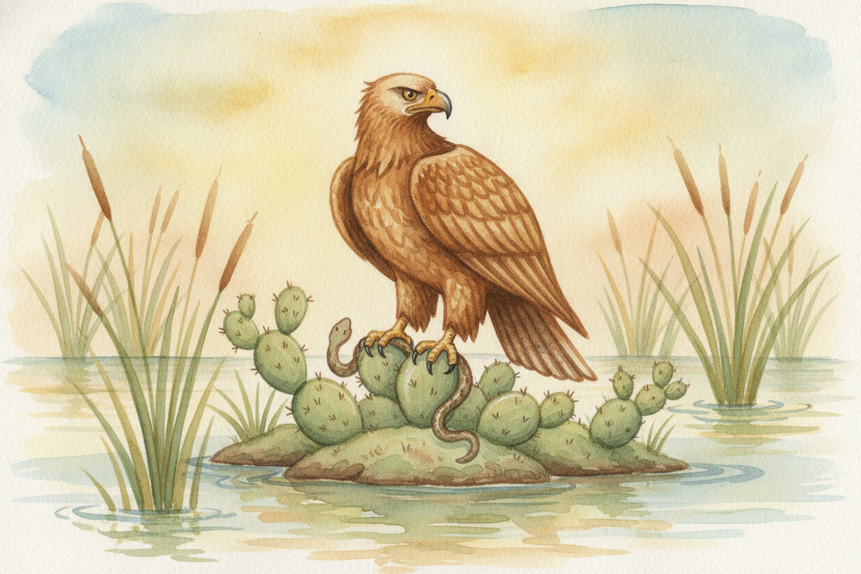 The story the ++Aztecs++ told goes like this: their god promised they would find their home where they saw an **eagle pe