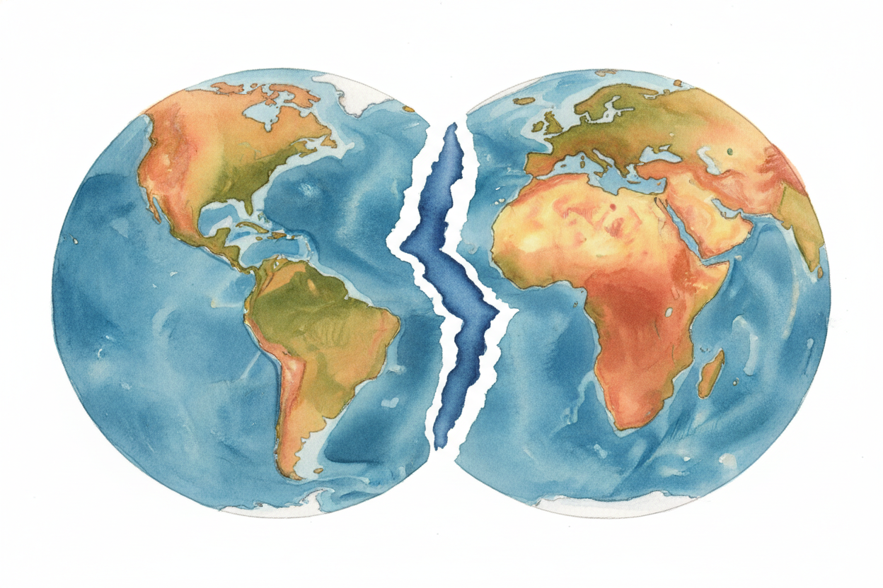 Look at a map of the world. See how the east coast of South America fits into the west coast of Africa like puzzle piece