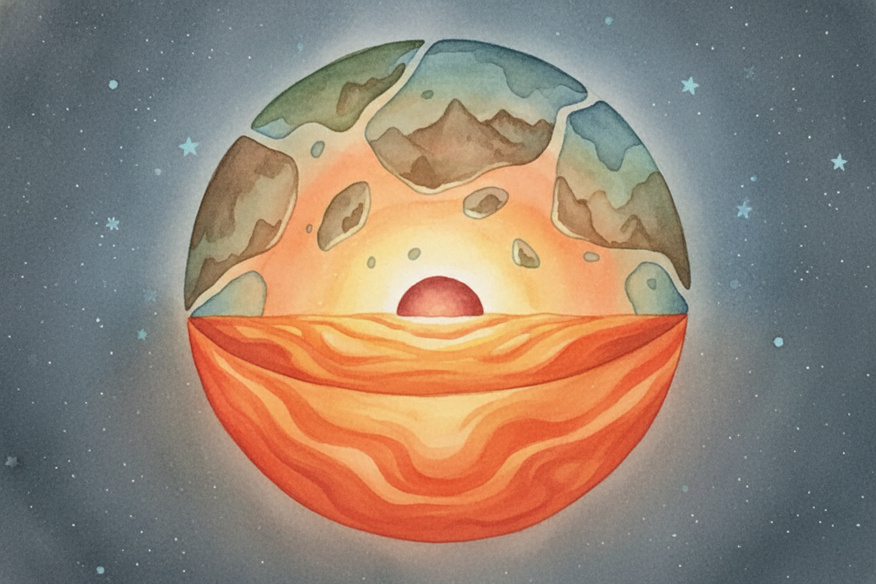 The secret is that Earth's surface isn't one solid shell. It's broken into huge pieces called ++tectonic plates++, **lik