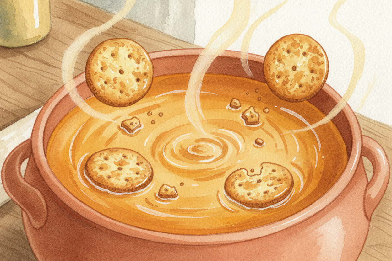 Those flowing loops drag the tectonic plates along with them — **like crackers floating on top of slowly stirred soup**.
