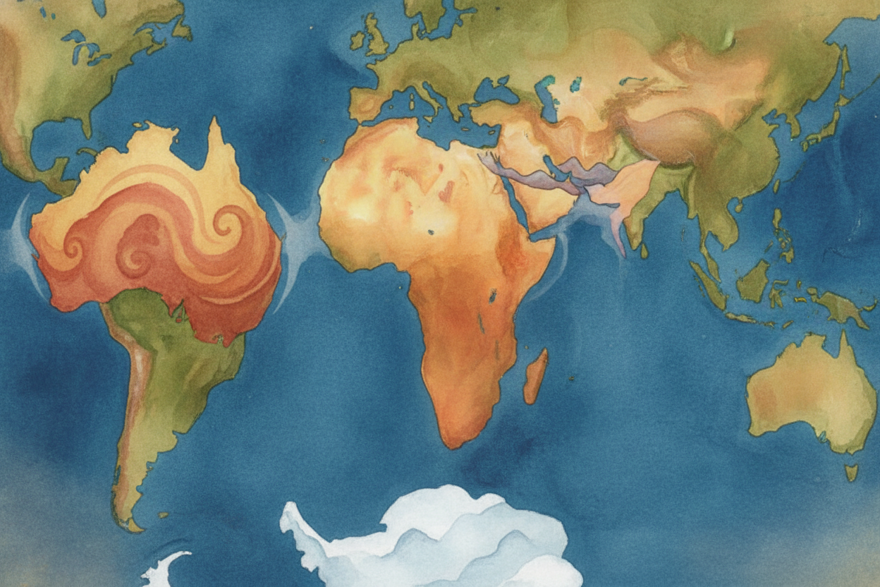 Then ++Gondwana++ broke apart. South America peeled away from Africa. India drifted north and eventually **smashed into 