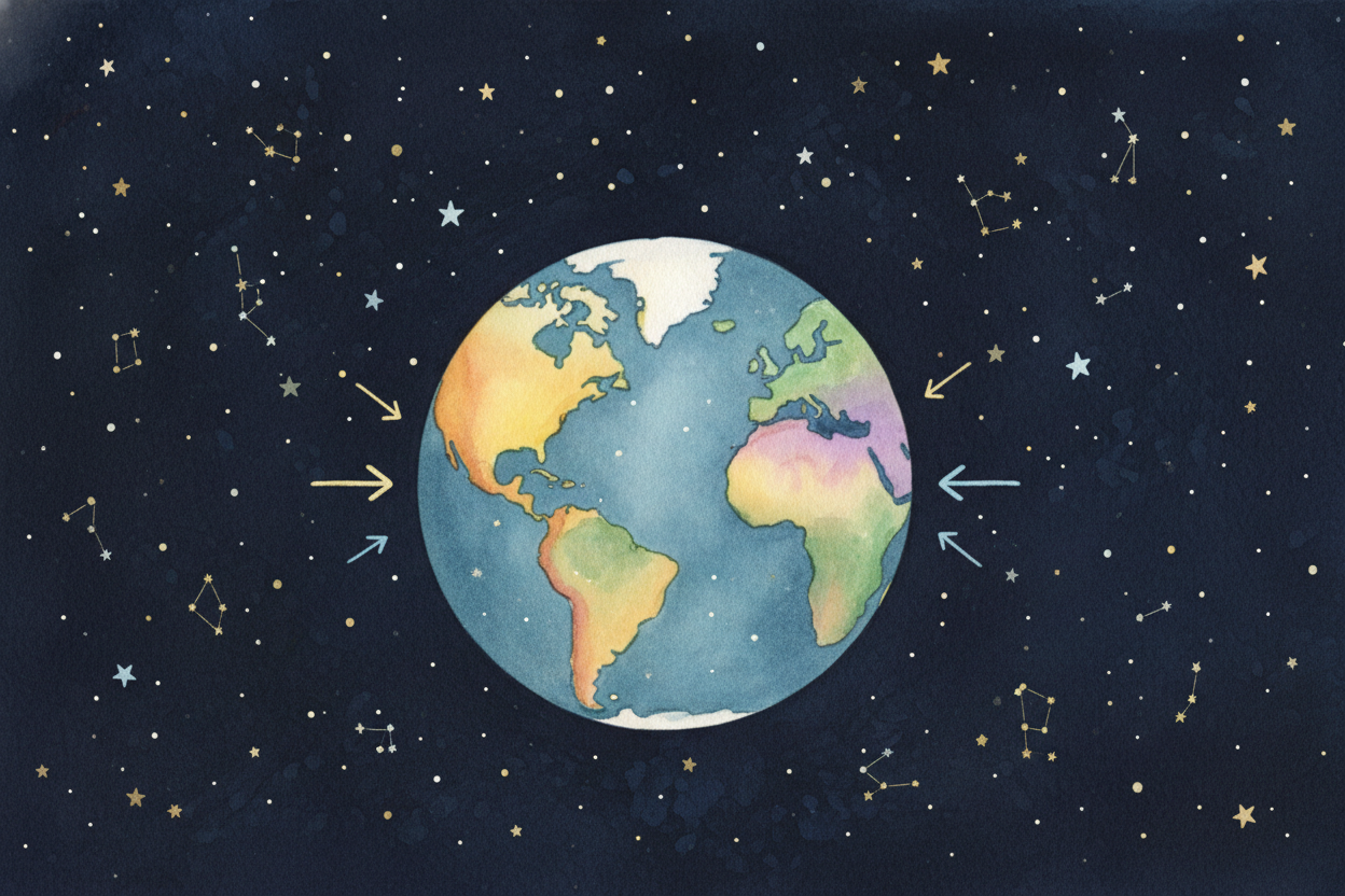 The continents are still moving. North America and Europe drift apart by about **an inch and a half each year** — the At