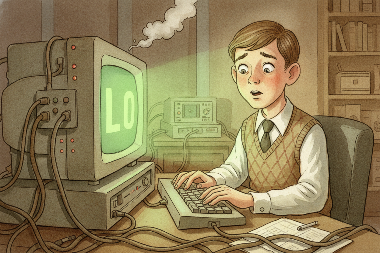 On ++October 29, 1969++, a researcher at ++UCLA++ tried to send the word "LOGIN" to a computer at ++Stanford++, **350 mi