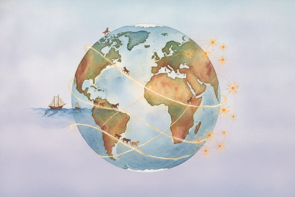 Once, the world was enormous. A message from one side of it to the other could take weeks, bouncing along on horseback, 