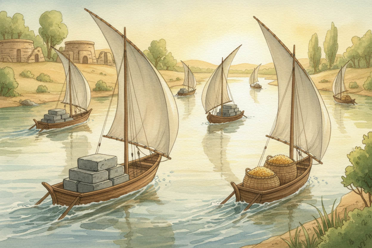 The river was also **Egypt's highway**. There were no big roads through the desert, but the Nile let boats glide for hun