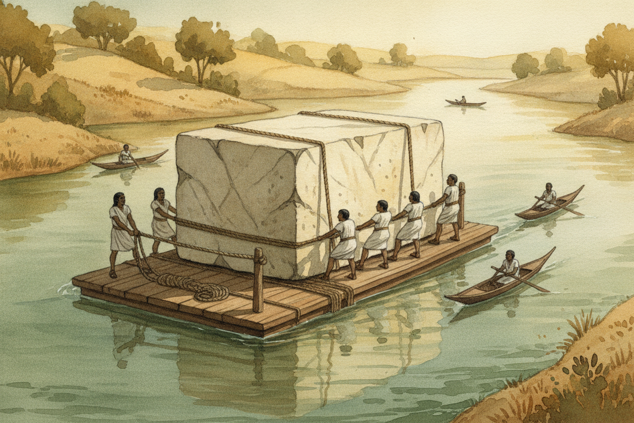 Those boats carried something heavy and famous: giant blocks of stone. The pyramids and grand temples were built from ro