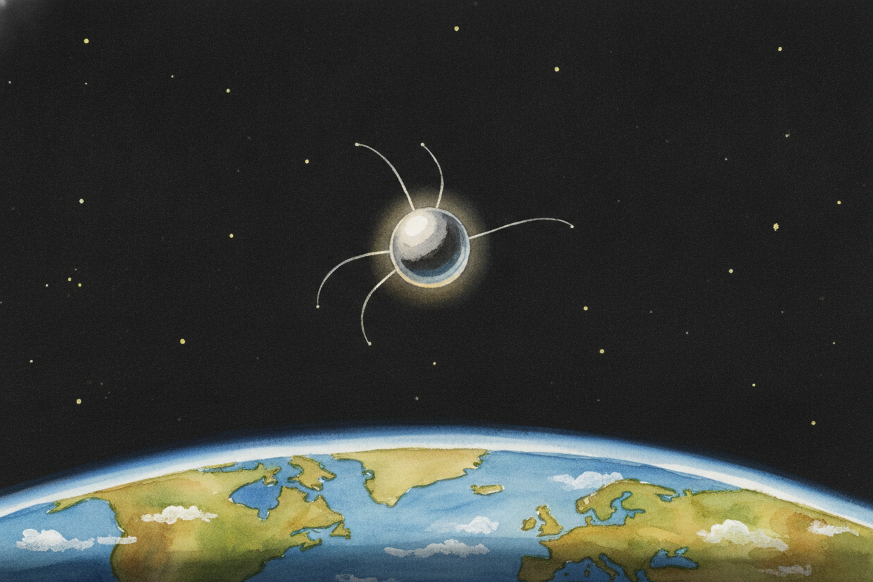 Then, in 1957, the Soviet Union did something **nobody expected**. They launched ++Sputnik++ — a shiny metal ball, **abo
