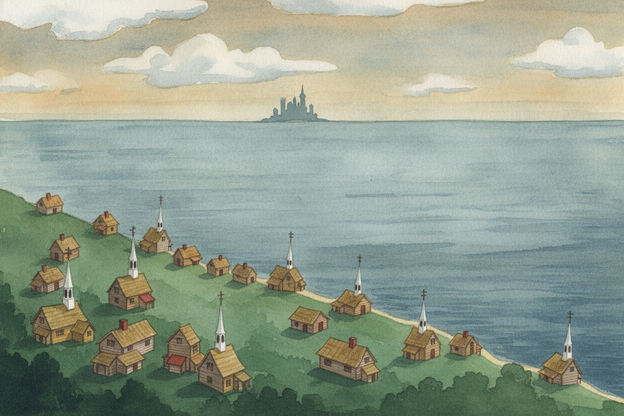 Picture thirteen colonies clinging to the edge of North America, all answering to a king across **a very wide ocean**. +