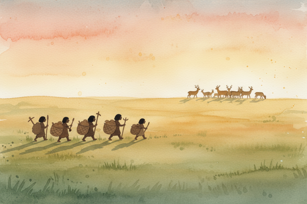 Imagine the world **ten thousand years ago**. No roads. No buildings. No cities at all. Just small groups of people wand