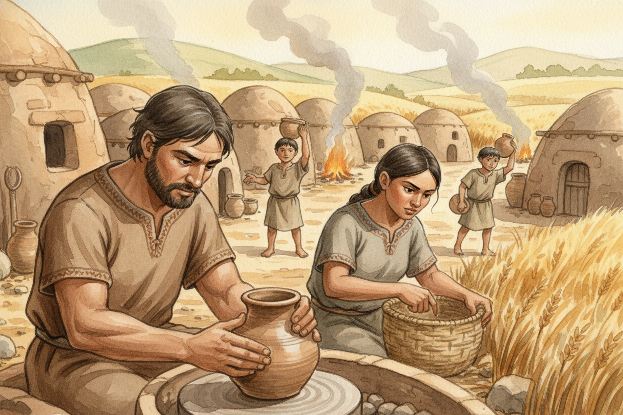 At first it was just a few families living near each other. But then more families joined them, because **farms are hard