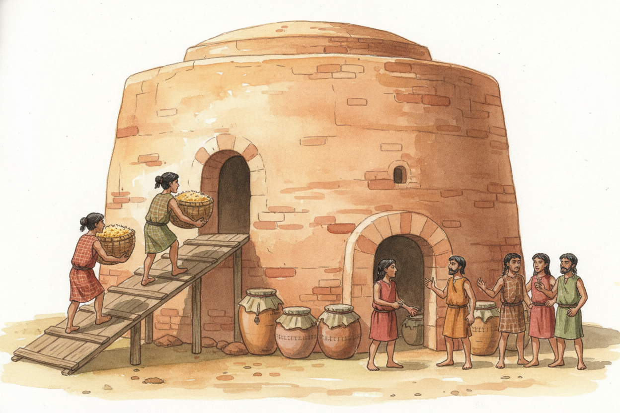 ~~Then came the tricky part:~~ storage. A good harvest gives you *way more grain than you can eat right away*. You need 